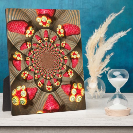 赤カラフルい喜び：イチゴ万華鏡のように千変万化するパターンアート フォトプラーク (側面)