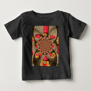 赤カラフルい喜び:イチゴ万華鏡のように千変万化するパターンアート ベビーTシャツ