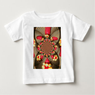 赤カラフルい喜び:イチゴ万華鏡のように千変万化するパターンアート ベビーTシャツ