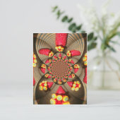 赤カラフルい喜び：イチゴ万華鏡のように千変万化するパターンアート ポストカード (スタンド正面)