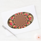 赤カラフルい喜び:イチゴ万華鏡のように千変万化するパターンアート 楕円形シール (封筒)