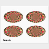 赤カラフルい喜び:イチゴ万華鏡のように千変万化するパターンアート 楕円形シール (シート)