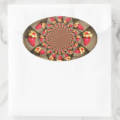 赤カラフルい喜び:イチゴ万華鏡のように千変万化するパターンアート 楕円形シール (バッグ)