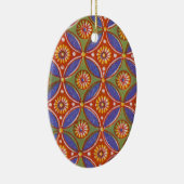赤カラフルい素朴円のパターン セラミックオーナメント (右)