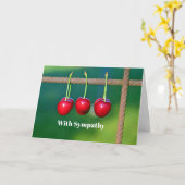 赤カラフルさくらんぼフルーツフォト悔やみや弔慰 カード (黄色い花)