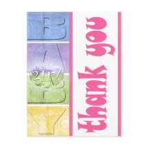 赤カラフルちゃんシャワーありがとうはがき