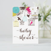 赤カラフルちゃんシャワーギフト登録カード 招待状 (スタンド正面)