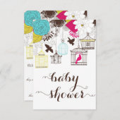 赤カラフルちゃんシャワーギフト登録カード 招待状 (正面/裏面)