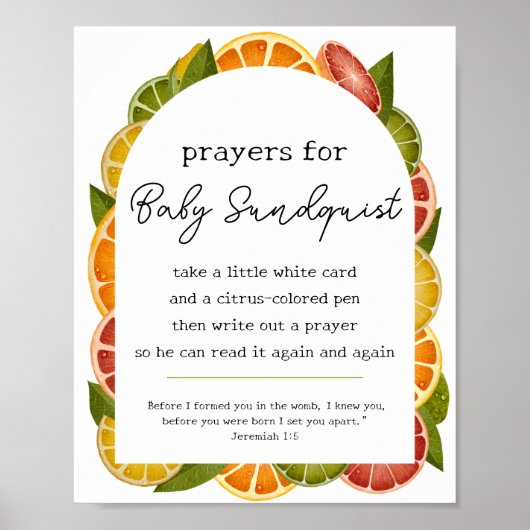 赤カラフルちゃんシャワーサイン用かんきつ祈りの言葉 ポスター (正面)