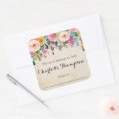 赤カラフルちゃんシャワーフローラ蔵書票シール スクエアシール (封筒)