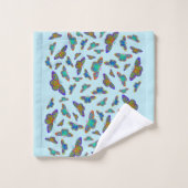 赤カラフルちゃん青の蝶 – カスタマイズ可能 バスタオルセット (ウォッシュタオル)