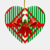 赤カラフルと緑のクリスマスボウレトロ セラミックオーナメント (裏面)