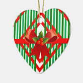 赤カラフルと緑のクリスマスボウレトロ セラミックオーナメント (左)