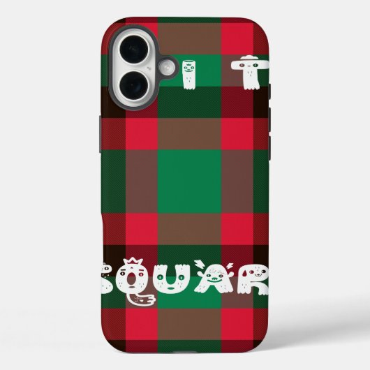 赤カラフルと緑のタータンチェック格子状デザイン Case-Mate iPhoneケース (裏面)