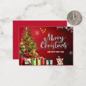 赤カラフルと緑のメリークリスマスカード ノートカード (正面/裏面インサイチュ)