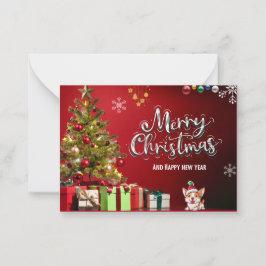 赤カラフルと緑のメリークリスマスカード ノートカード