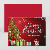 赤カラフルと緑のメリークリスマスカード ポストカード (正面/裏面)