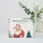 赤カラフルと緑のメリークリスマスグリーティングカード ポストカード (スタンド正面)