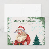 赤カラフルと緑のメリークリスマスグリーティングカード ポストカード (正面/裏面)