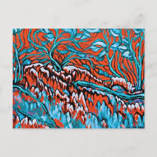 赤カラフルと青の魔法の森 ポストカード (正面)