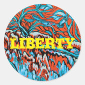 赤カラフルと青の魔法の森 ラウンドシール (正面)