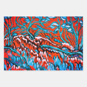 赤カラフルと青の魔法の森 ラッピングペーパーシート (正面)