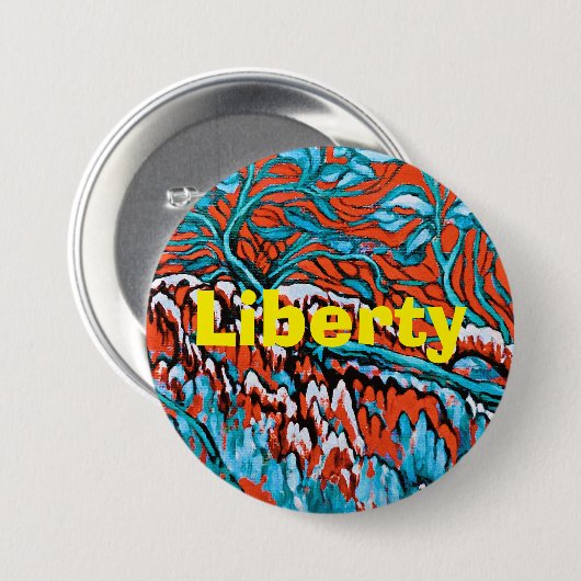 赤カラフルと青の魔法の森 缶バッジ (正面&裏面)