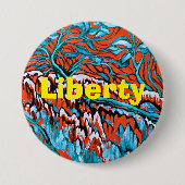 赤カラフルと青の魔法の森 缶バッジ (正面)