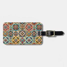 赤カラフルと青メキシカンタイルパーソナライズされた ラゲッジタグ