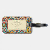 赤カラフルと青メキシカンタイルパーソナライズされた ラゲッジタグ (裏面横)