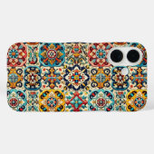 赤カラフルと青メキシカンタイルパーソナライズされた Case-Mate iPhoneケース (裏面 (横))