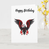 赤カラフルと黒のワシ カード (黄色い花)