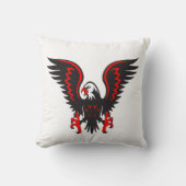 赤カラフルと黒のワシ クッション (正面)