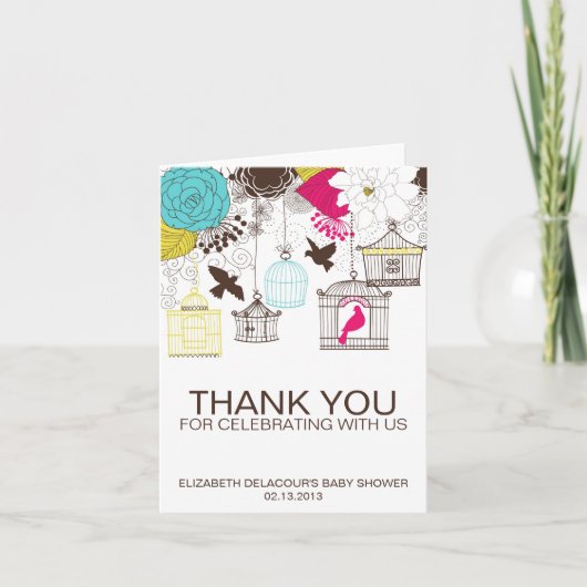 赤カラフルん坊シャワーサンキューカード サンキューカード