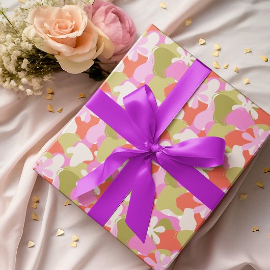 赤カラフルオレンジ、緑、紫抽象芸術アート ラッピングペーパー