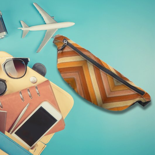 赤カラフルクール革パネルストライプ ファニーパック