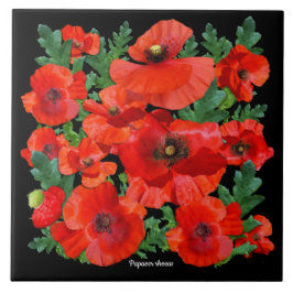 赤カラフルケシ タイル