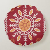 赤カラフルシンプルトライバルパタン ラウンドクッション (裏面)