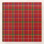 赤カラフルタータンチェックプレイド ガラスコースター (正面)