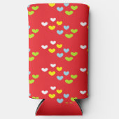 赤カラフルハート スリム缶クーラー (正面)