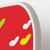 赤カラフルハート ピックルボールラケット (左詳細)