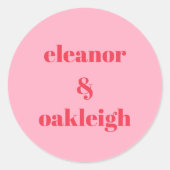 赤カラフルピモダンクシンプル結婚ズカスタム ラウンドシール (正面)