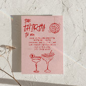 赤カラフルピンクのトーク30描歳の誕生日 招待状