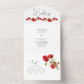 赤カラフルフローラ冬結婚II オールインワン招待状 (内側)