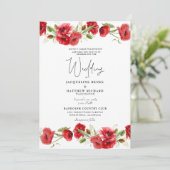 赤カラフルフローラII結婚式招待状 招待状 (スタンド正面)