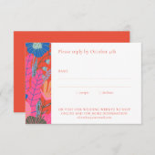 赤カラフルボーシンプルホフローラモダン結婚ズ 出欠カード (正面/裏面)