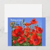 赤カラフルポピーフィールドカスタム文字 ポストカード (正面/裏面)
