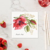 赤カラフルポピー名前をカスタムする結婚ズカクテル スタンダードカクテルナプキン (インサイチュ)