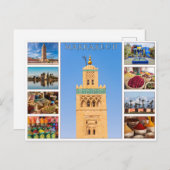 赤カラフルマラケチモロッコ建築 ポストカード (正面/裏面)