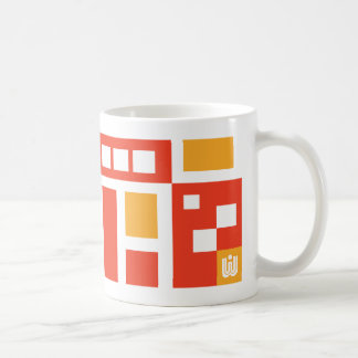 赤カラフルモダンと赤のおもしろい幾何学的 コーヒーマグカップ